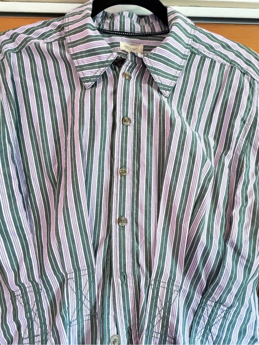 Pilcro Anthropologie Striped Cinched Waist Button Down Top S - Picture 2 of 5